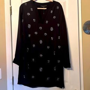 Black long sleeve sheer shift dress